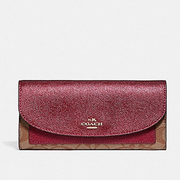 COACH Slim Envelope Wallet Metallic Colorblock - Picture 1 of 6